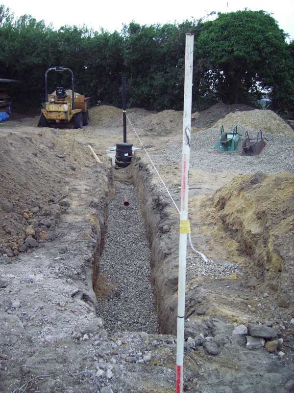 trech for first sewage pipe