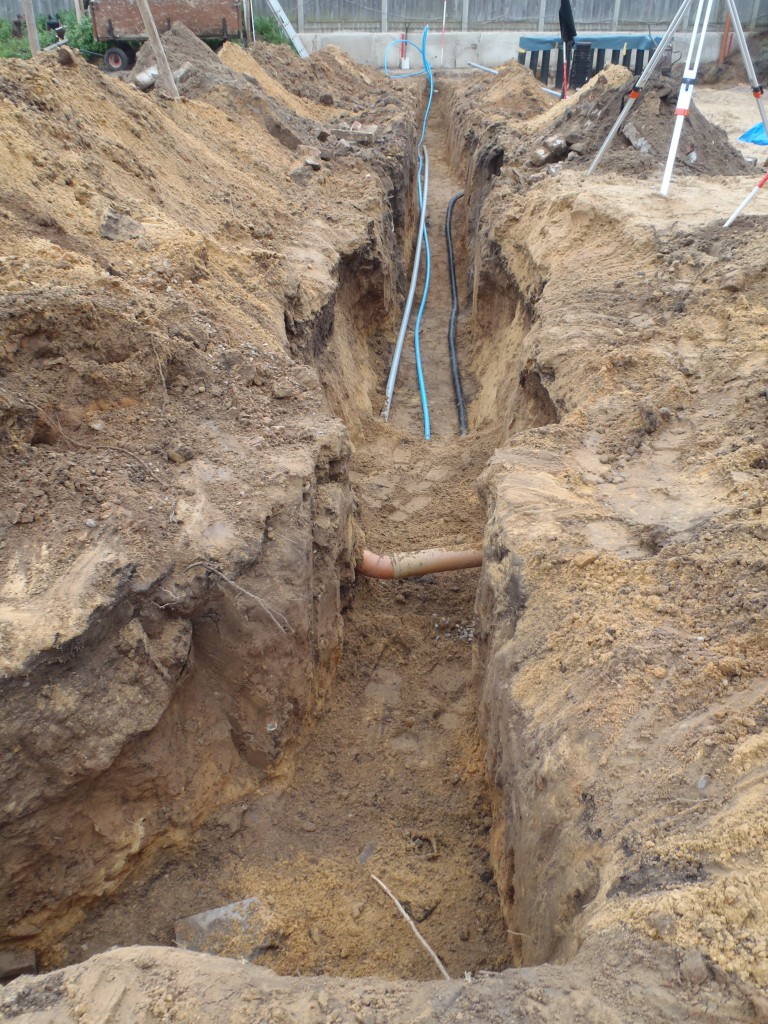 service trench with main utilities in