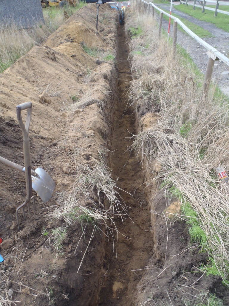 Final leg of utility trench