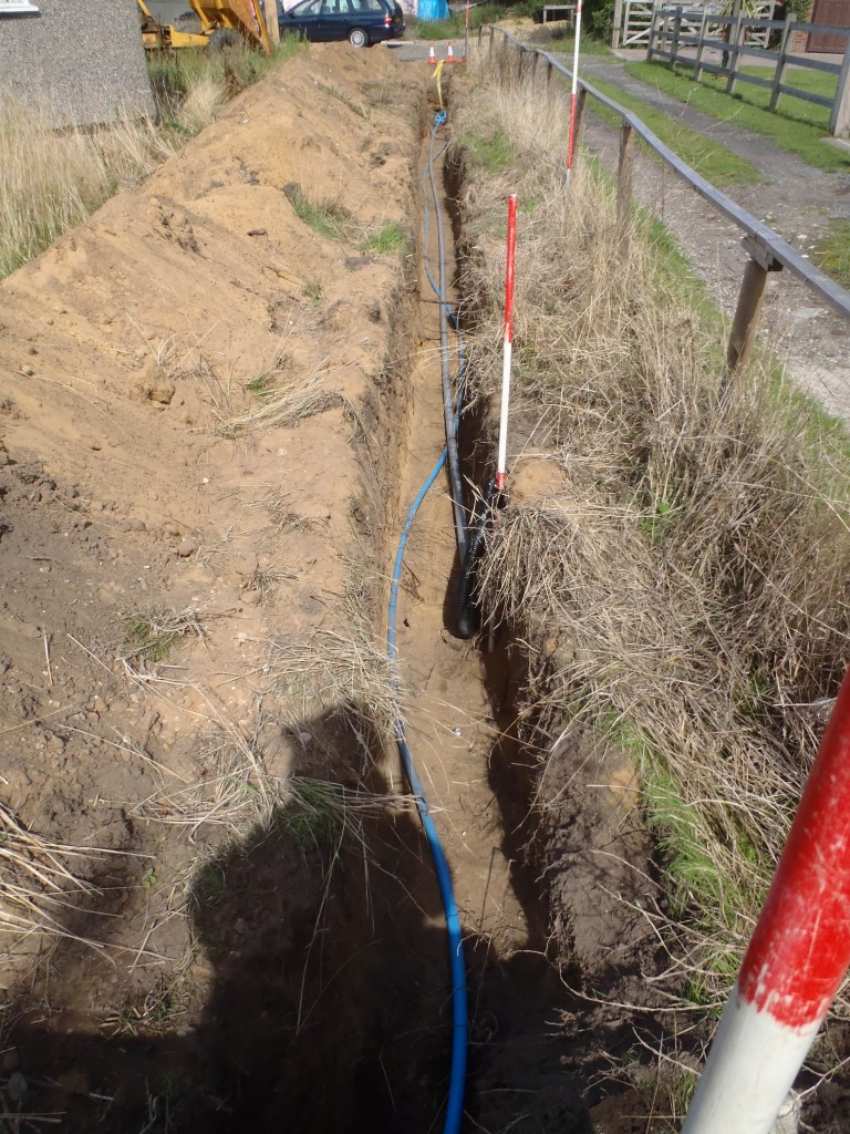 Utility trench with water and BT