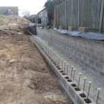 Continued with the First row of the front wall