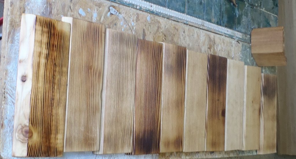 Larch Cladding Timber Oiled and Burnt in Various Ways!