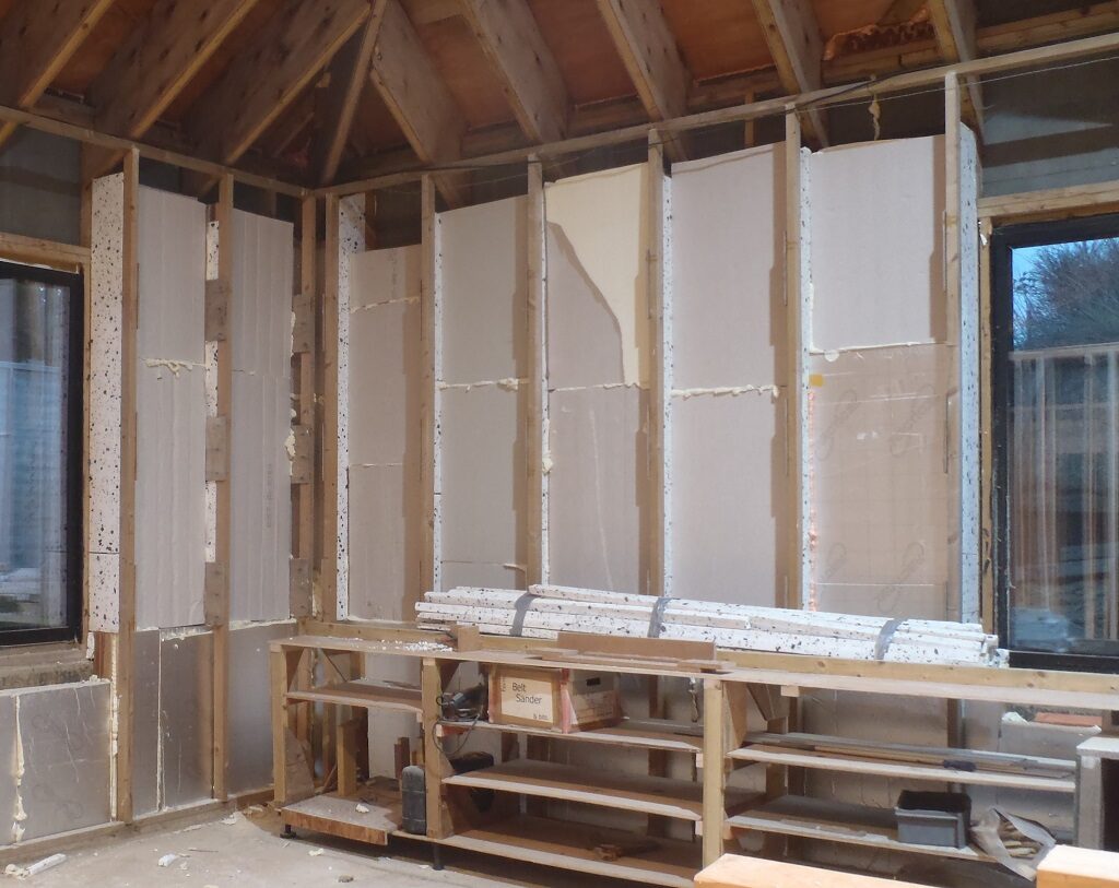 Ground Floor Walls Being Filled with Recycled Polyurethane Foam Boards