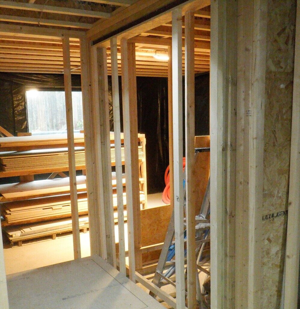 Sliding Door Frames Installed and Started on Insulation In Roof Rafters