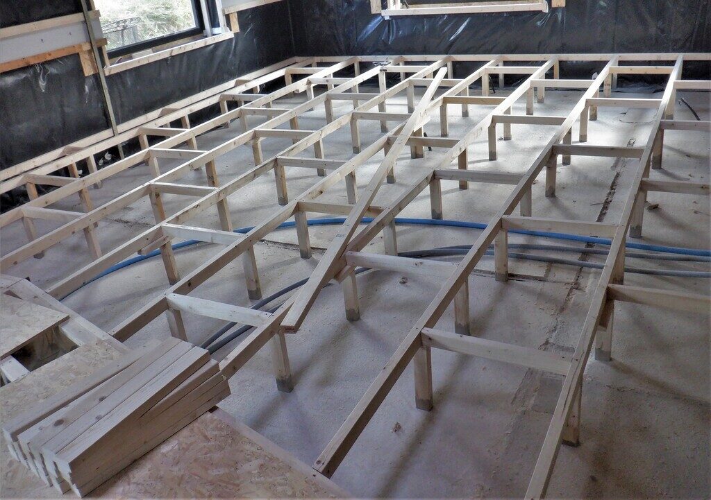 Built Half the Flooring Framework and Most of Wall Rails While Waiting Building Supplies