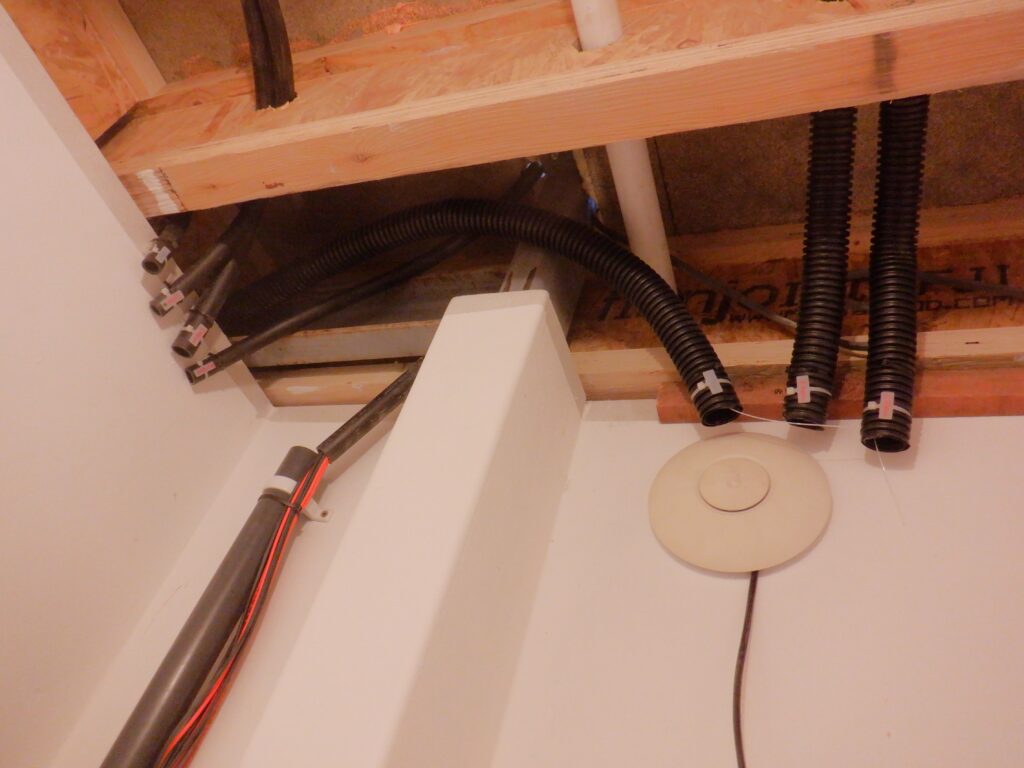 Tech Cupboard DC & Network conduits in ceiling