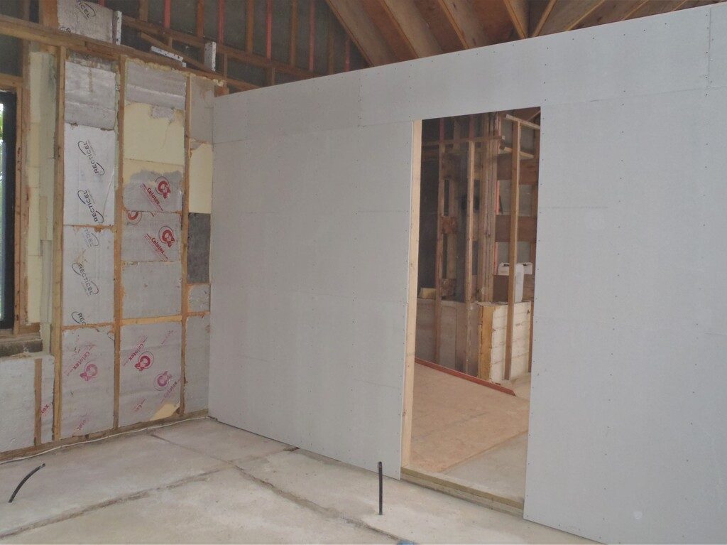 Stud Wall Built and Covered in Fermacell Boards